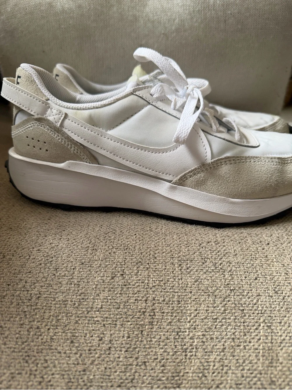 Nike Women's White and Beige Platform Sneakers